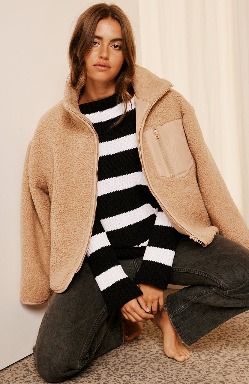 Ariel Knit Sweater - Black / White Stripe