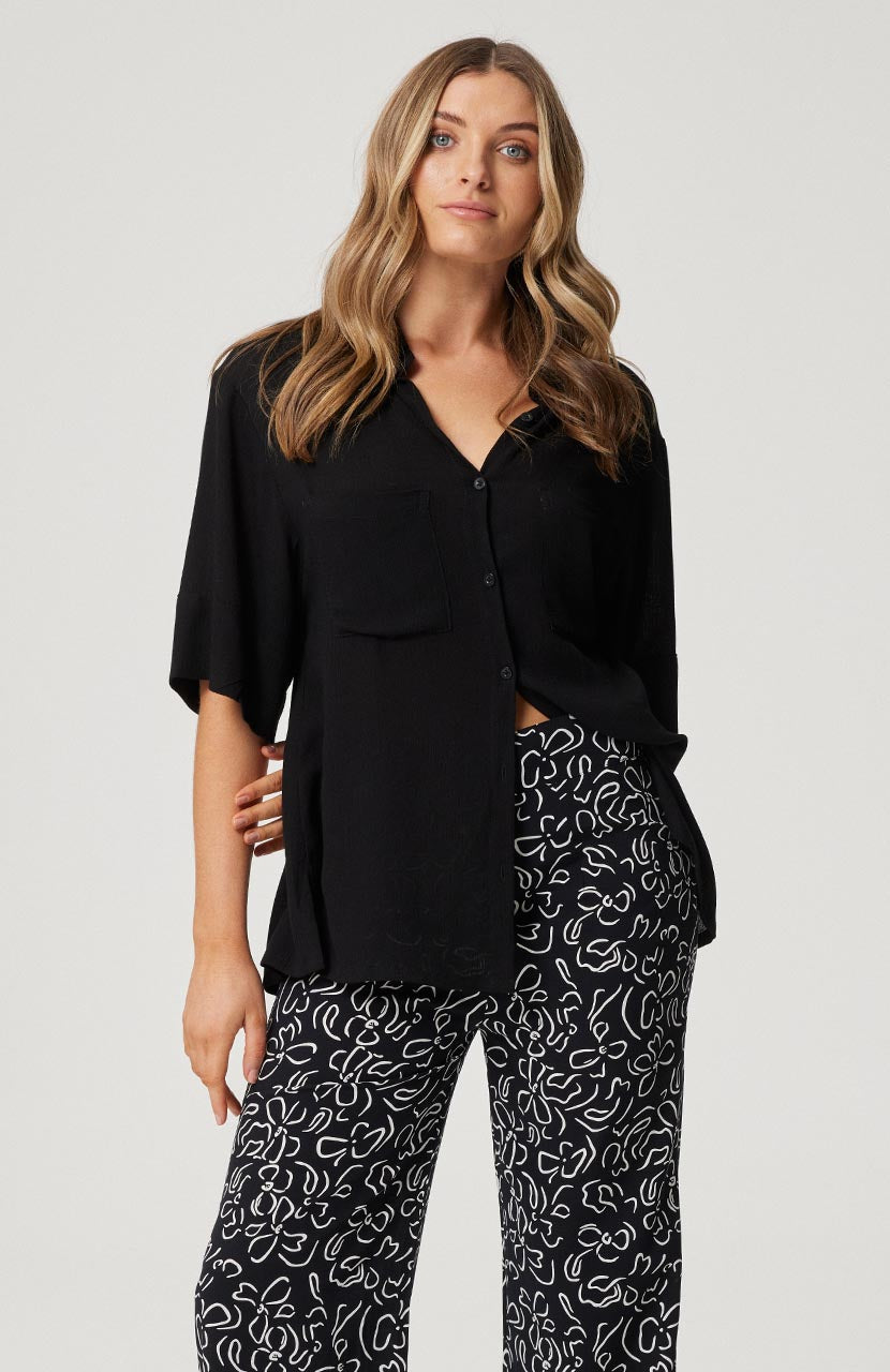 Tayla Shirt - Black Crinkle