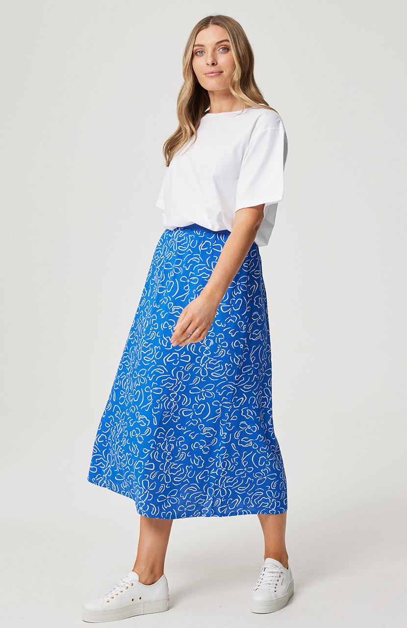 Ava Skirt - Cobalt Floral