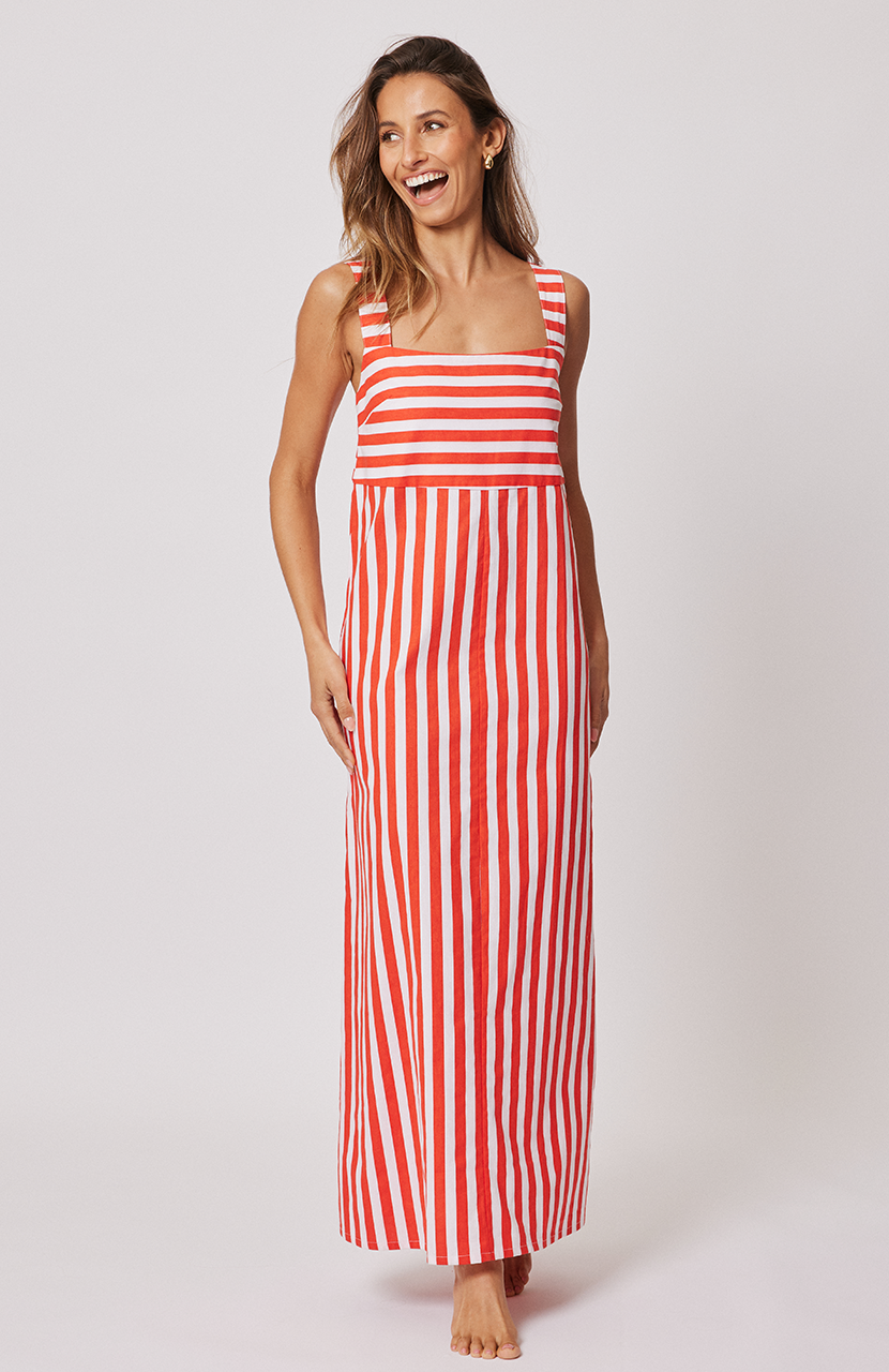 Sara Maxi Dress - Campari Stripe