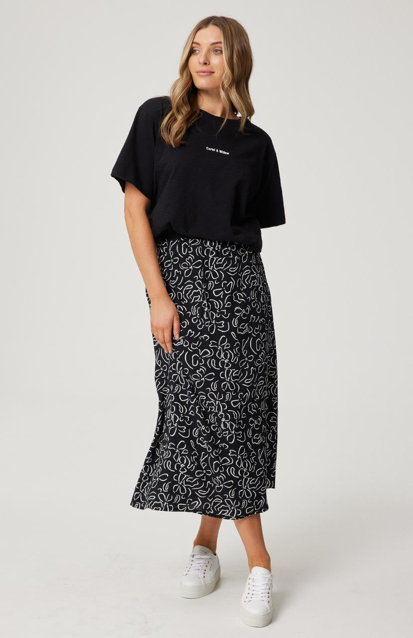 Ava Skirt - Black Stencil