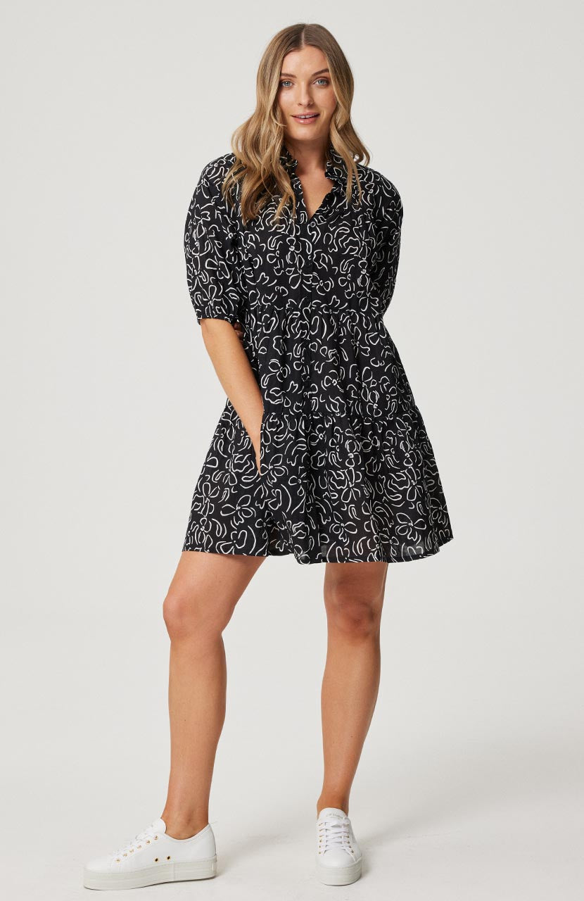 Ellery Shirt Dress - Black Stencil