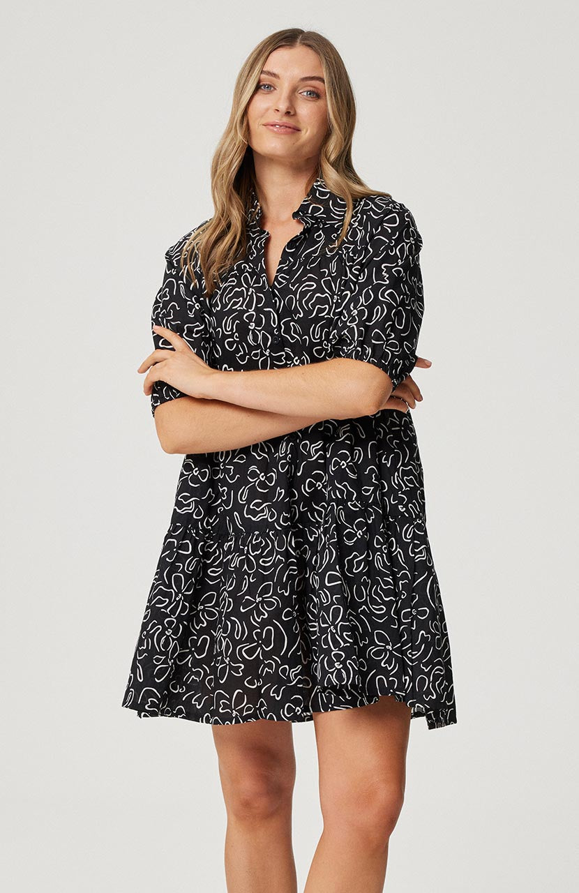 Ellery Shirt Dress - Black Stencil