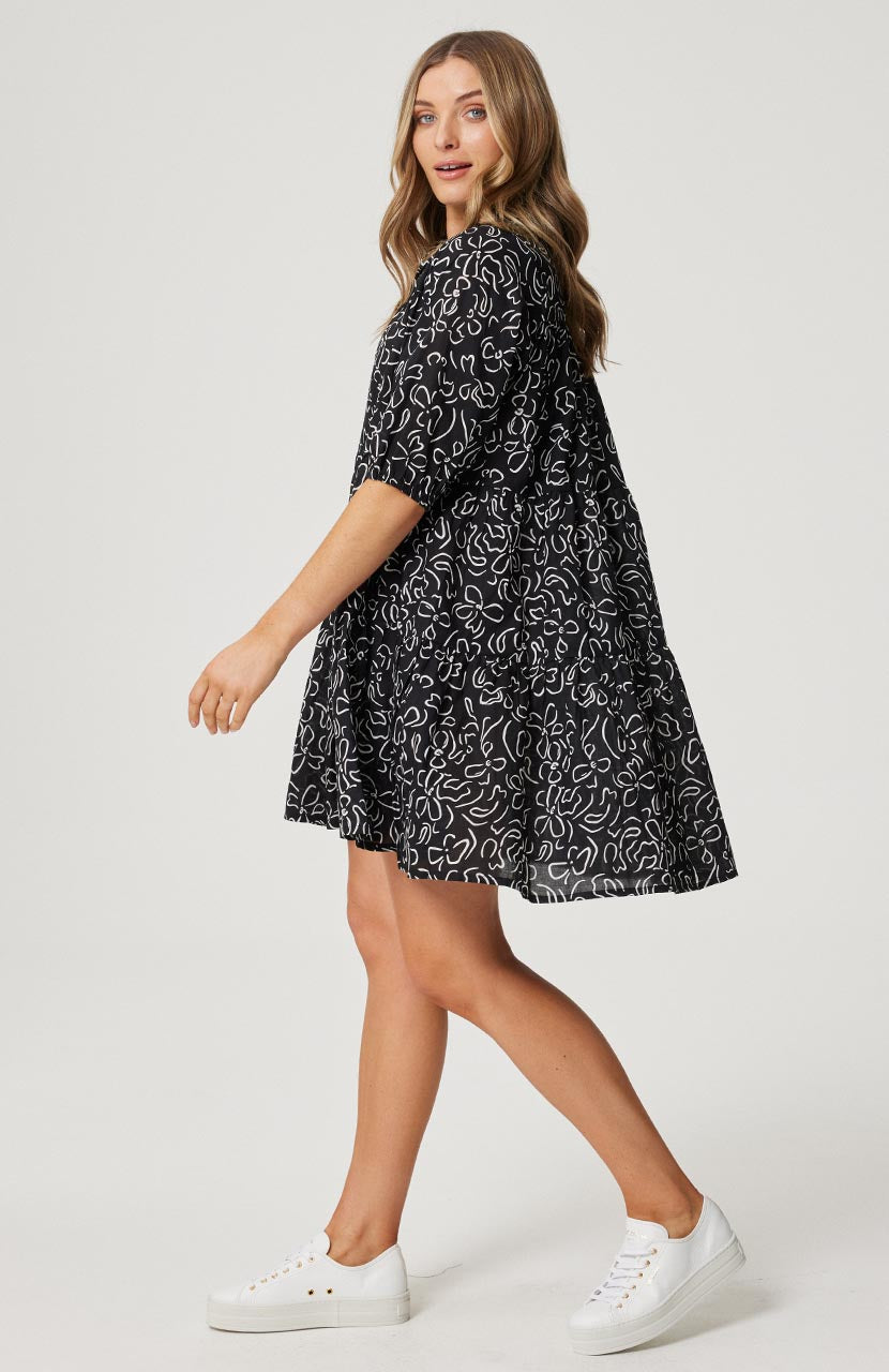Ellery Shirt Dress - Black Stencil