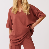 Zarelle Collared Tee - Cocoa Knit
