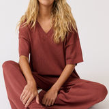 Zarelle Collared Tee - Cocoa Knit
