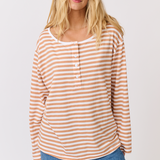 Henley Long Sleeve - Toffee Stripe