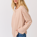 Henley Long Sleeve - Toffee Stripe