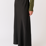 Millie Slip Skirt - Black Satin
