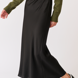 Millie Slip Skirt - Black Satin