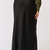 Millie Slip Skirt - Black Satin