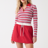 Avery Zip Long Sleeve - Red Multi Stripe