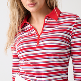 Avery Zip Long Sleeve - Red Multi Stripe