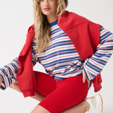 Carter Long Sleeve - Red / Slate Stripe