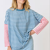 Joely Long Sleeve - Pacific / Dusty Rose Stripe