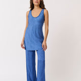 Bex Pant - Azure Woven Leopard
