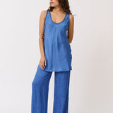 Bex Pant - Azure Woven Leopard