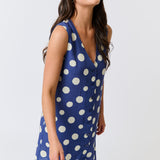 Selena Mini Dress - Navy Spot