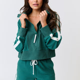 Tina 1/4 Zip Sweater - Jade Waffle