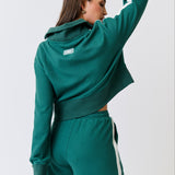 Tina 1/4 Zip Sweater - Jade Waffle