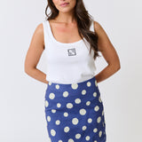 Zyla Mini Skirt - Navy Spot