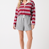Alisa Rugby Tee - Raspberry Stripe