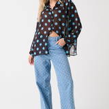 Lulu Sheer Shirt - Brunette Polka