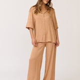 Bex Pant - Rust Woven Leopard