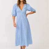Roza Midi Dress - Ocean Stripe