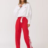 Ada Slim Sweater - White / Cherry