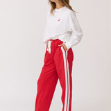 Ada Slim Sweater - White / Cherry