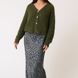 Millie Slip Skirt - Khaki Leopard