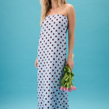 Emma Maxi Dress - Ice / Chocolate Spot