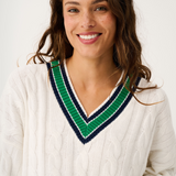 Asher Heritage Knit Sweater - Cream/Tide