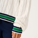 Asher Heritage Knit Sweater - Cream/Tide