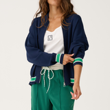 Brodie Knit Bomber - Navy Stripe