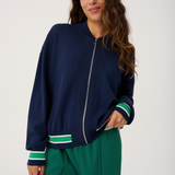Brodie Knit Bomber - Navy Stripe