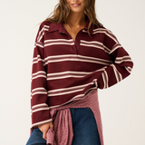 Freddie Rugby Top - Burgundy Stripe
