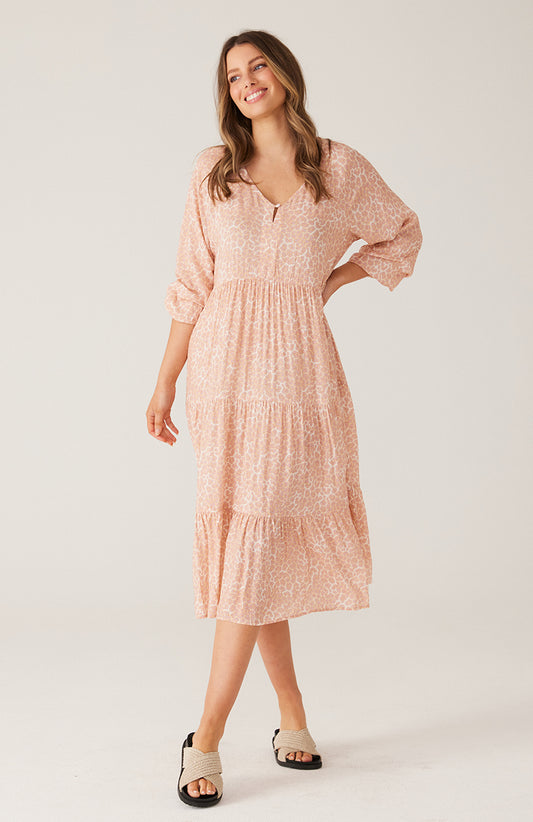 Paige Midi Dress - Nude Leopard