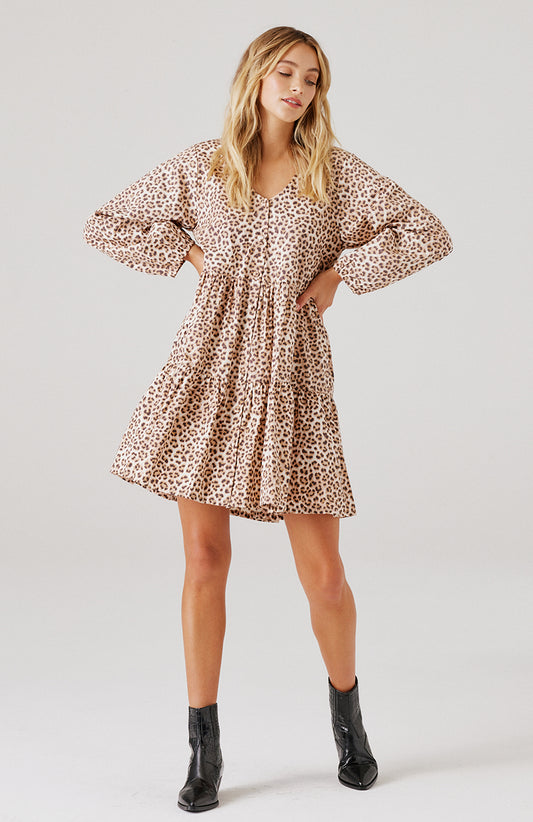 Indianna Mini Dress - Mocha Leopard