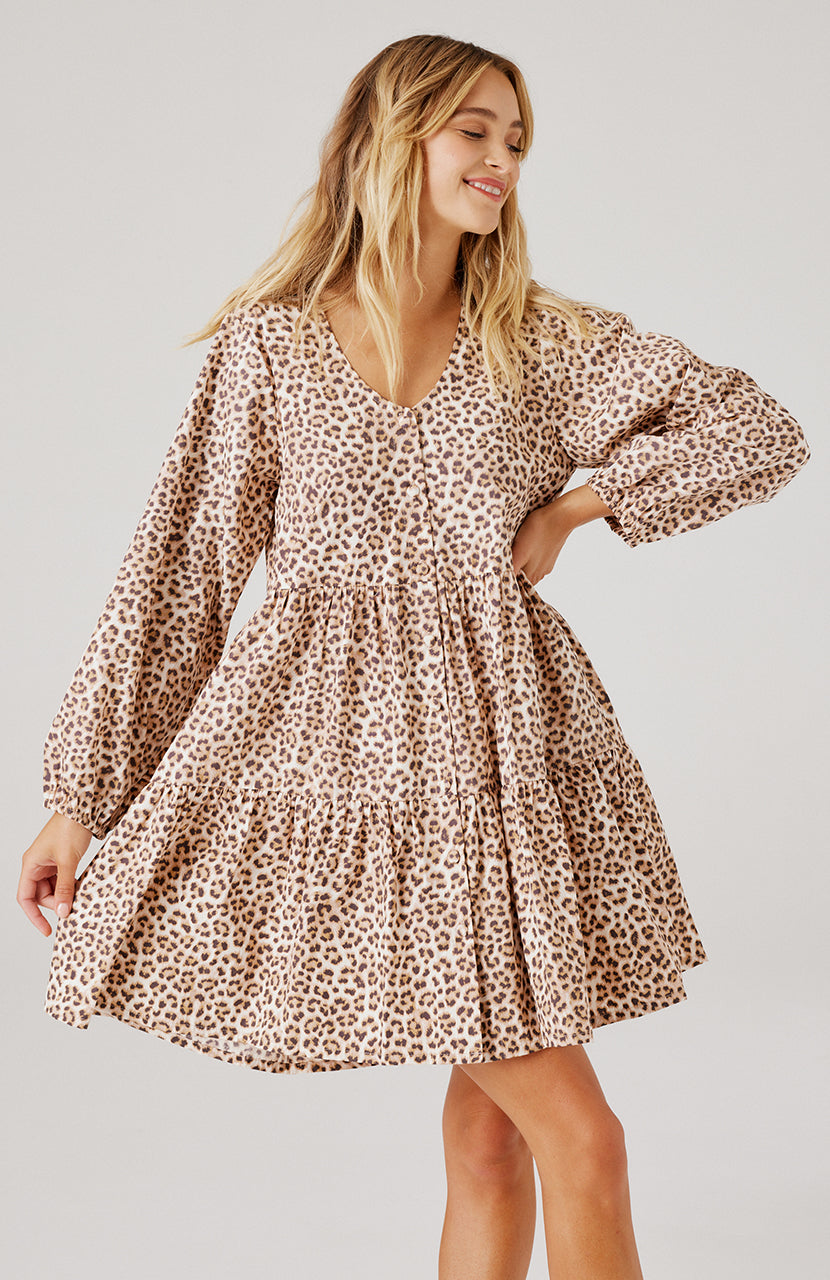 Indianna Mini Dress - Mocha Leopard