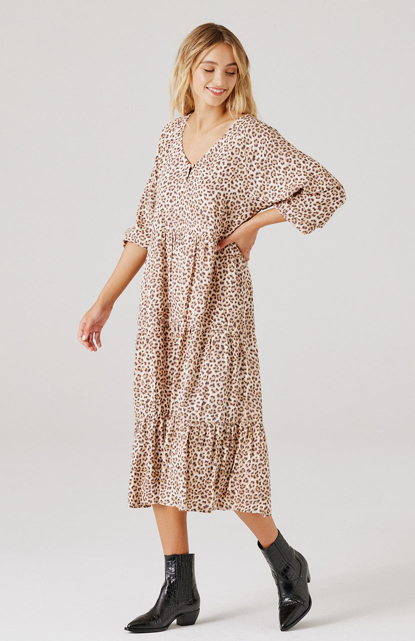 Cali Midi Dress - Mocha Leopard