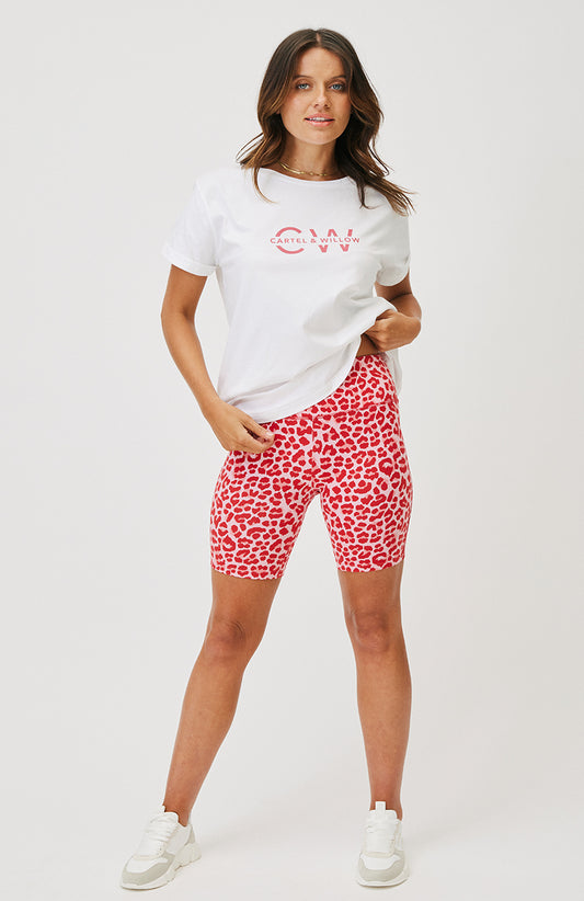 Tia Bike Short - Berry Leopard