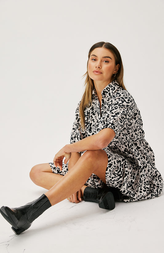Ellery Mini Dress - Crème Leopard